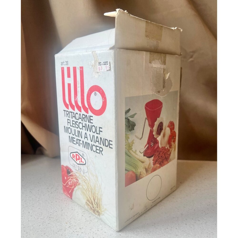 Pedrini Lillo Manual Meat Grinder Pasta Maker Red Plastic Italy Removable Handle - Picture 2 of 15